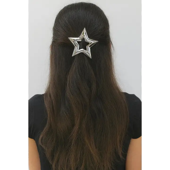 Yıldız Tasarım Metal Halka Çıt Çıt Klipsli Pinterest Toka Gümüş Kararmaz Renk Atmaz