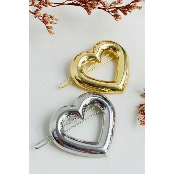 Kalp Tasarım Metal Halka Çıt Çıt Klipsli Pinterest Toka Gümüş Kararmaz Renk Atmaz