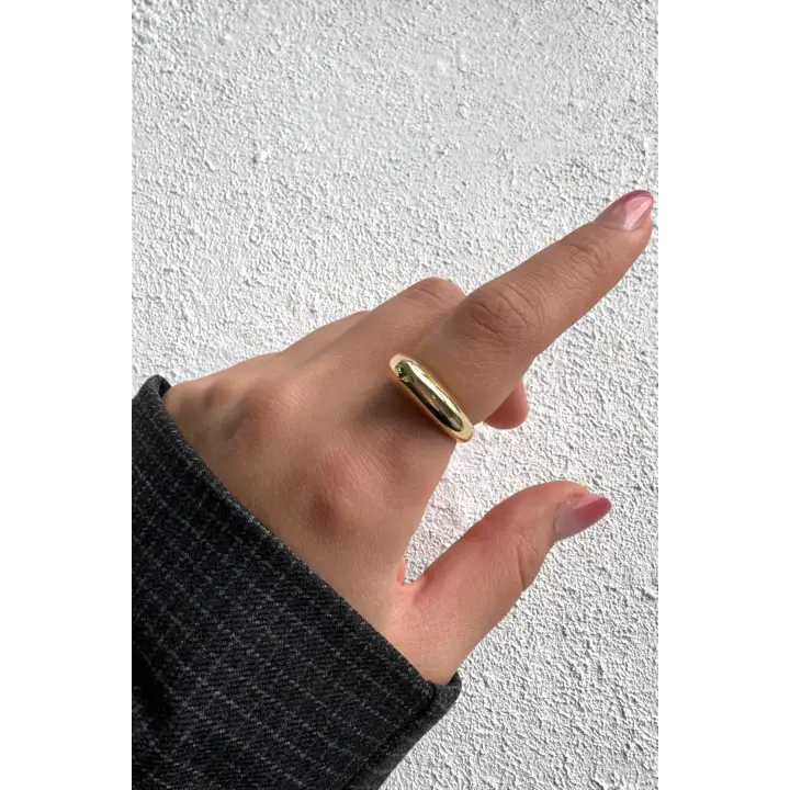 Arc Kıvrımlı Tasarım Ayarlanabilir Parlak Kadın Çelik Yüzük Altın Kararmaz Renk Atmaz