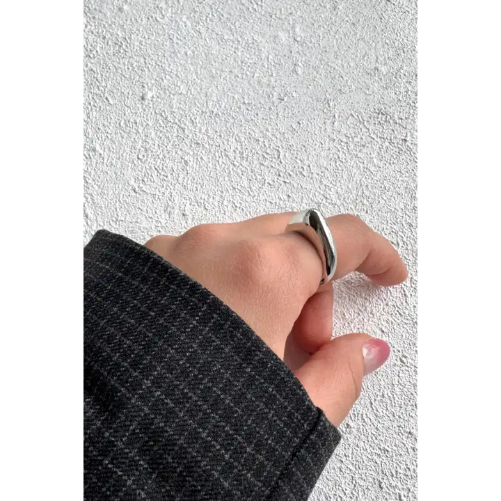 Arc Kıvrımlı Tasarım Ayarlanabilir Parlak Kadın Çelik Yüzük Gümüş Kararmaz Renk Atmaz