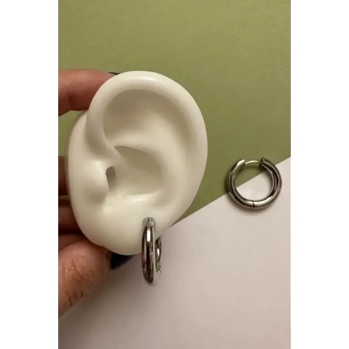25 Cm Basic Kadın Çelik Küpe Gümüş Kararmaz Renk Atmaz