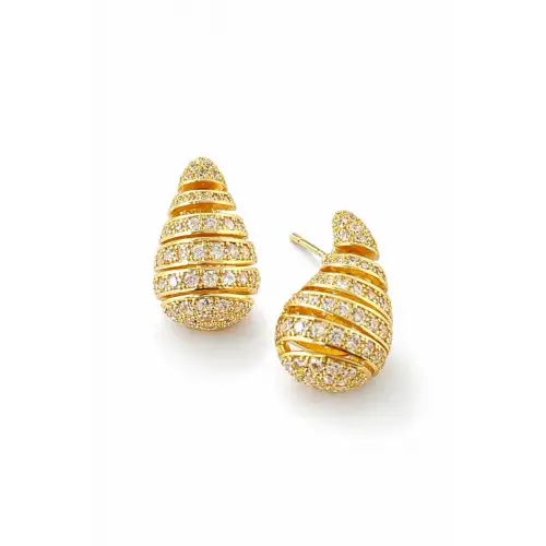 Zirkon Taşlı Gold Renk Şık Kadın Küpe Kararmaz Renk Atmaz