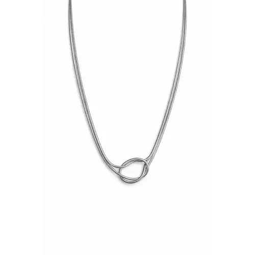 Silver Gümüş Renk Düğüm Detaylı 45 Cm Kadın Çelik Kolye Kararmaz Renk Atmaz
