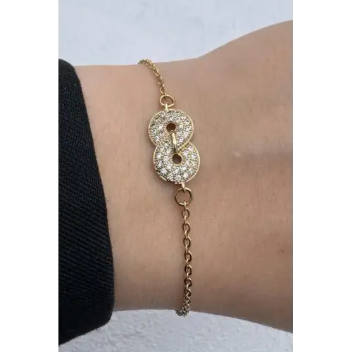 İnce Sonsuzluk Tasarım Model Kelepçe Kadın Çelik Bileklik Altın Kararmaz Renk Atmaz