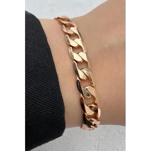 Rose Gold Klasik Halka Zincir Kadın Çelik Bileklik Kararmaz Renk Atmaz