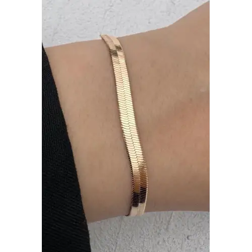 Rose Gold İtalyan Zincir Minimal Kadın Çelik Bileklik Kararmaz Renk Atmaz