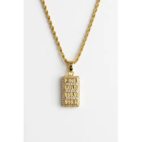 60 Cm Gold Plaka Fine Gold Yazılı Zincir Kadın Çelik Kolye Altın Kararmaz Renk Atmaz
