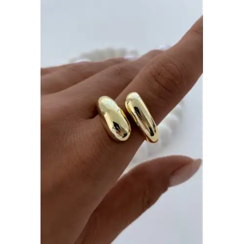 İthal Cilalı Damla Model Bombe Tasarım Ayarlanabilir Kadın Çelik Yüzük Gold Kararmaz Renk Atmaz
