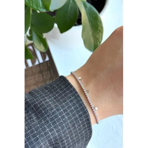 Seri Full Taşlı Su Yolu Çoklu Pul Model Garantili Kadın Çelik Bileklik Gümüş Kararmaz Renk Atmaz