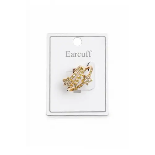 Çoklu Görünüm Zirkon Taşlı Yıldız Model Earcuff Kıkırdak Kıkırdak Küpe Gold Kararmaz Renk Atmaz
