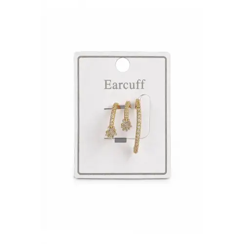 Çoklu Görünüm Zirkon Taşlı Model Earcuff Kıkırdak Kıkırdak Küpe Gold Kararmaz Renk Atmaz