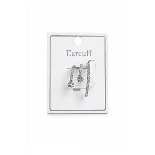 Çoklu Görünüm Zirkon Taşlı Model Earcuff Kıkırdak Kıkırdak Küpe Gümüş Kararmaz Renk Atmaz