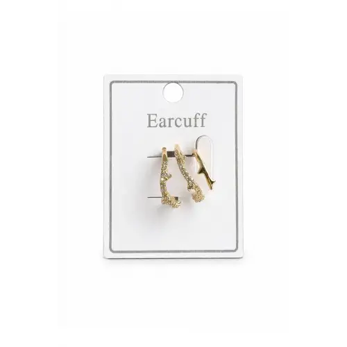 Çoklu Görünüm Zirkon Taşlı Sarmaşık Model Earcuff Kıkırdak Kıkırdak Küpe Gold Kararmaz Renk Atmaz