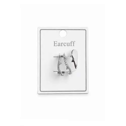 Çoklu Görünüm Zirkon Taşlı Sarmaşık Model Earcuff Kıkırdak Kıkırdak Küpe Gri Kararmaz Renk Atmaz