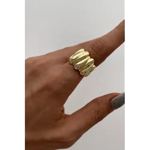 Yeni Sezon Twist Luxe Tasarım Ayarlanabilir Kadın Çelik Yüzük Altın Kararmaz Renk Atmaz