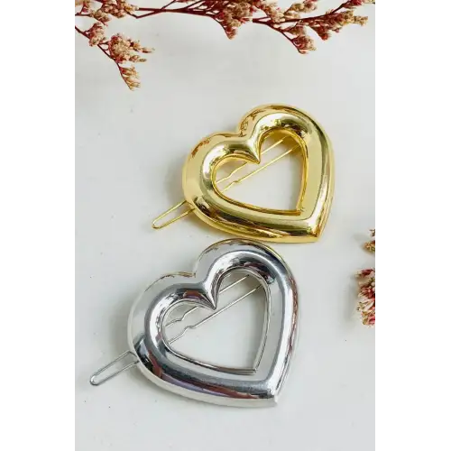 Kalp Tasarım Metal Halka Çıt Çıt Klipsli Pinterest Toka Gümüş Kararmaz Renk Atmaz