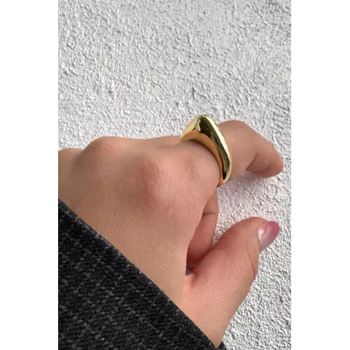 Arc Kıvrımlı Tasarım Ayarlanabilir Parlak Kadın Çelik Yüzük Altın Kararmaz Renk Atmaz