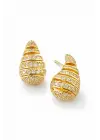 Zirkon Taşlı Gold Renk Şık Kadın Küpe Kararmaz Renk Atmaz