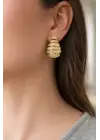 Zirkon Taşlı Gold Renk Şık Kadın Küpe Kararmaz Renk Atmaz