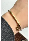Gold Kar Tanesi Model Çift Renk Kadın Çelik Bileklik Kararmaz Renk Atmaz