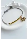 Gold Kar Tanesi Model Çift Renk Kadın Çelik Bileklik Kararmaz Renk Atmaz