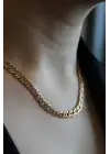 Rose Renk Klasik Geniş Zincir Model Kadın Çelik Kolye Kararmaz Renk Atmaz