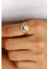 Yeni Sezon 2li Kombinlenebilir Zirkon Taşlı Güneş Ay Ayarlanabilir Kadın Çelik Yüzük Gold Gümüş