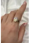 Yeni Sezon 2li Kombinlenebilir Zirkon Taşlı Güneş Ay Ayarlanabilir Kadın Çelik Yüzük Gold Gümüş