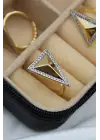 İthal Pyramid Tasarım Ayarlanabilir Garantili Kadın Çelik Yüzük Gold Kararmaz Renk Atmaz