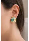 Vintage Incili Istiridye Motifli 3d Tablo Tasarım Kadın Çelik Küpe Gold Kararmaz Renk Atmaz