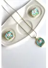 İncili Kare Pembe Lotus Çiçeği Motifli Kabartma Manzara Tasarım Kadın Çelik Küpe Gold Kararmaz
