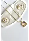 Vintage Kare Burgu Kenarlı Mor Çiçek Motifli 3d Tablo Tasarım Kadın Çelik Kolye Kararmaz Renk Atmaz
