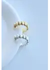 Sıkıştırmalı Earcuff Kıkırdak Kadın Çelik Küpe Gümüş Kararmaz Renk Atmaz