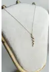 Zirkon Taşlı Zümrüt Gözlü Yılan Tasarım Kadın Çelik Kolye Gold Kararmaz Renk Atmaz