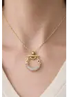 Zarif Gemici Zincirli Gold Gümüş Tasarım Kadın Çelik Kolye Kararmaz Renk Atmaz
