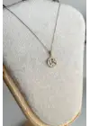 Zarif Zirkon Taşlı Oval Çiçek Tasarım Kadın Çelik Kolye Gold Kararmaz Renk Atmaz