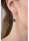 Opal Damla Taşlı Tasarım Kadın Çelik Küpe Gold Kararmaz Renk Atmaz