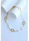 İncili Yonca Model Kadın Halhal Gold Kararmaz Renk Atmaz