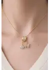 Yeni Sezon Zirkon Taşlı Kelebek Motifli Kadın Çelik Kolye Gold Kararmaz Renk Atmaz