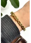 Çoklu Tifany Model Kelepçe Kadın Çelik Bileklik Gold Kararmaz Renk Atmaz