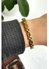 Çoklu Tifany Model Kelepçe Kadın Çelik Bileklik Gold Kararmaz Renk Atmaz