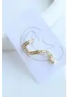 Yılan Tasarım Dizi Baget Zirkon Taşlı Kıkırdaklı Earcuff Gold Kıkırdak Küpe Kararmaz Renk Atmaz