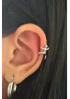Tırmanan Çöp Adam Model Tasarım Sıkıştırmalı Earcuff Çelik Kıkırdak Kıkırdak Küpe Gümüş Kararmaz