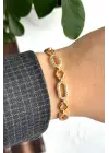 Gleam Link Bracelet Kuyumcu İşçiliği Altın Kaplama Premium Seri Kadın Çelik Bileklik Kararmaz