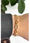 Gleam Link Bracelet Kuyumcu İşçiliği Altın Kaplama Premium Seri Kadın Çelik Bileklik Kararmaz
