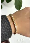 Royal Diamond Kuyumcu İşçiliği Altın Kaplama Premium Seri Kadın Çelik Bileklik Kararmaz Renk Atmaz