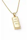 Fine Gold Külçe Altın Uçlu Kadın Çelik Kolye Kararmaz Renk Atmaz