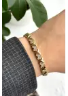 Ters Kalp Tasarım Kadın Çelik Bileklik Altın Kararmaz Renk Atmaz
