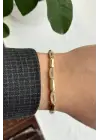 Elegant Tasarım Gömme Zirkon Taş Elips Model Ayarlanabilir Kelepce Kadın Çelik Bileklik Altın