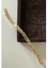 Vintage Zincir Tasarım Kelepçe Kadın Çelik Bileklik Altın Kararmaz Renk Atmaz
